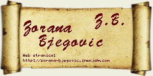Zorana Bjegović vizit kartica